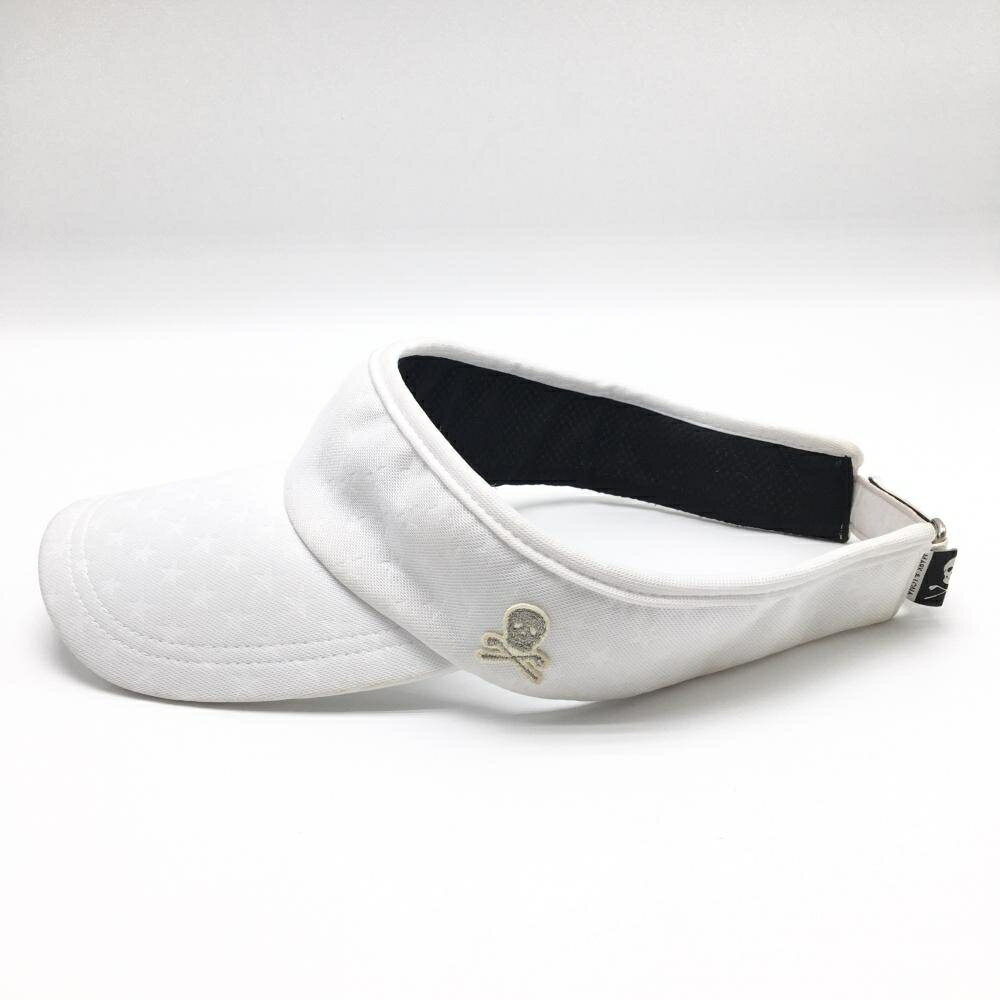 マークアンドロナ サンバイザー 白 星地模様 スカル M(56～60cm) ゴルフウェア MARK＆LONA