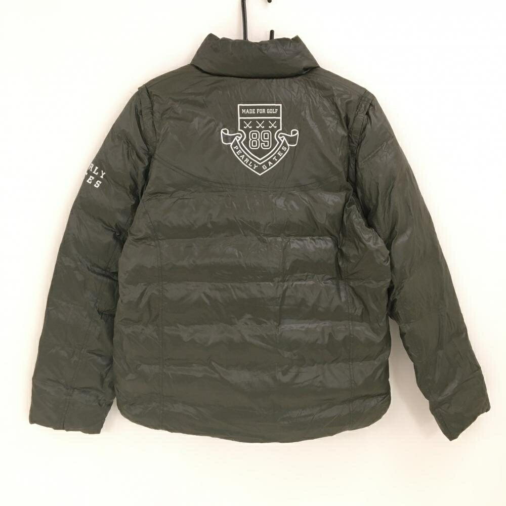【美品】パーリーゲイツ 2WAYダウンジャケット カーキ リバーシブル 片面チェック メンズ 6(XL) ゴルフウェア PEARLY GATES