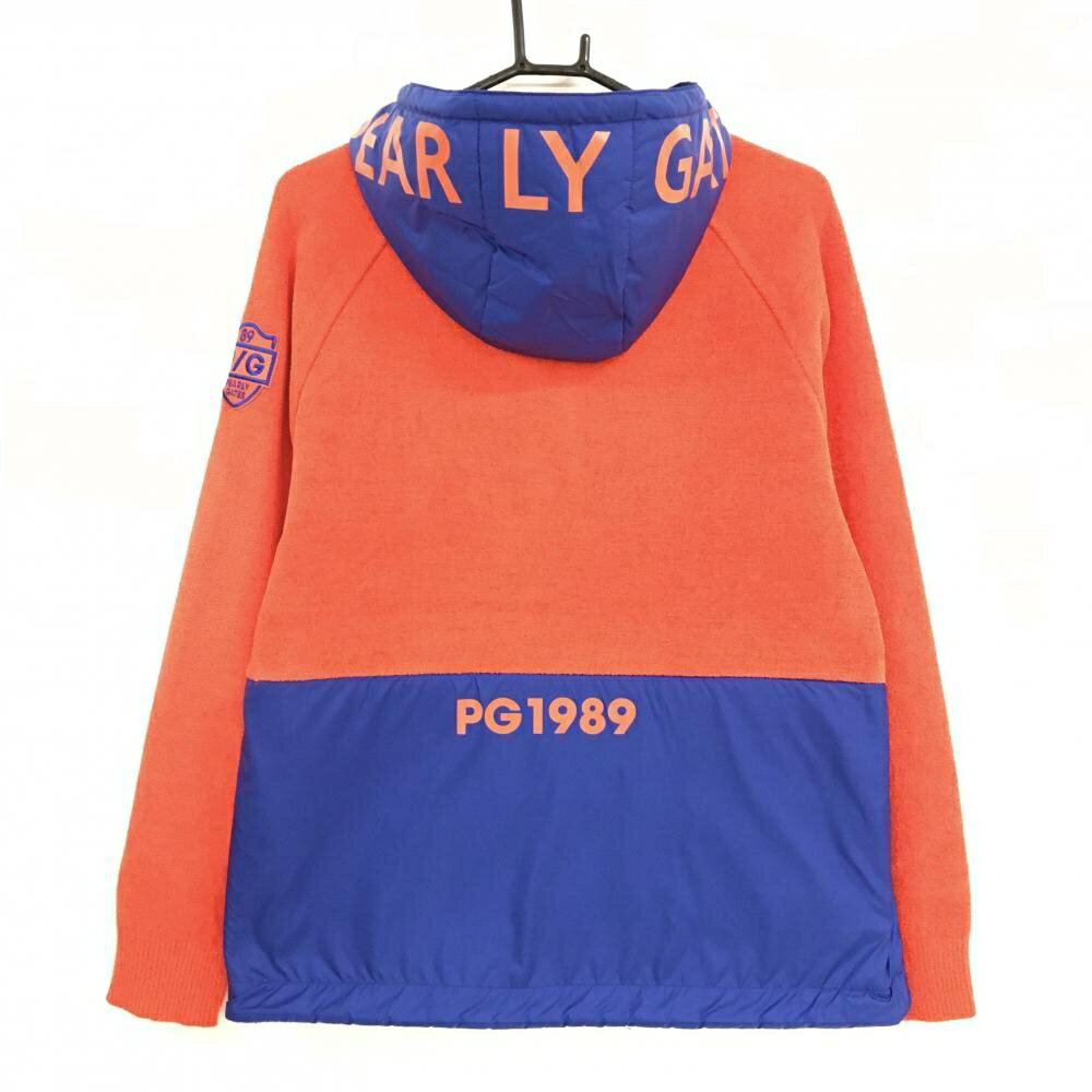 【新品】パーリーゲイツ フード付ブルゾン レッド×ブルー 異素材切替 ハーフジップ パーカー メンズ 5(L) ゴルフウェア PEARLY GATES