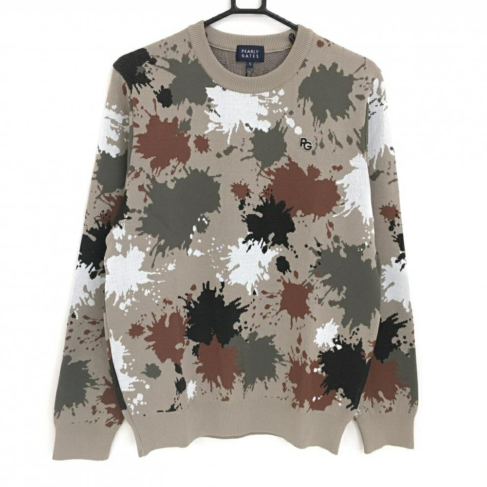 Other - 【新品】パーリーゲイツ セーター ダークベージュ×カーキ系×ブラウン系 総柄 胸ロゴ ニット メンズ 5(L) ゴルフウェア PEARLY GATES