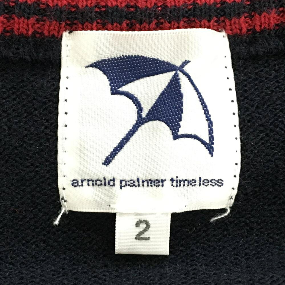 【美品】アーノルドパーマー ニットジャケット ネイビー ウール混 メンズ 2 ゴルフ...