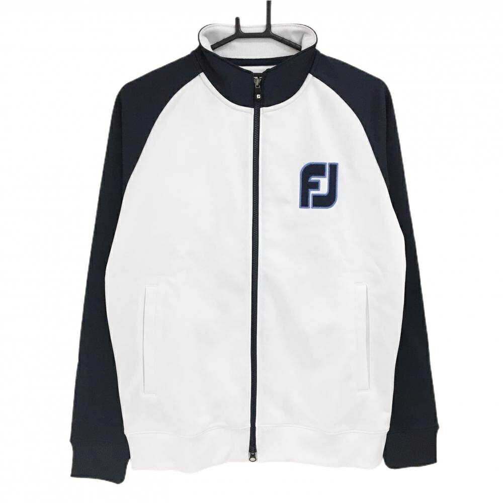 【新品】フットジョイ ジャケット 白×ネイビー 裏起毛 保温 メンズ L ゴルフウェア FootJoy
