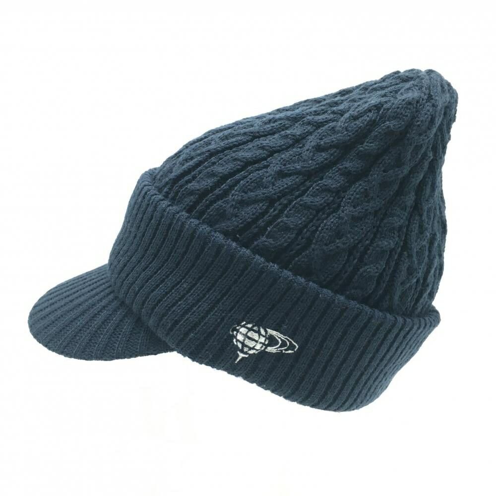 ビームスゴルフ つば付ニット帽 ネイビー ケーブル編み 55〜57cm ゴルフウェア BEAMS GOLF