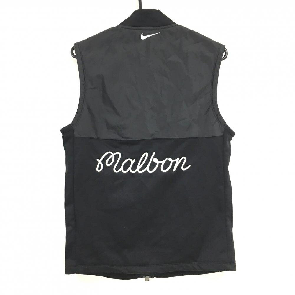 【美品】ナイキ×マルボン ジップベスト 黒 裏起毛 メンズ S ゴルフウェア NIKE