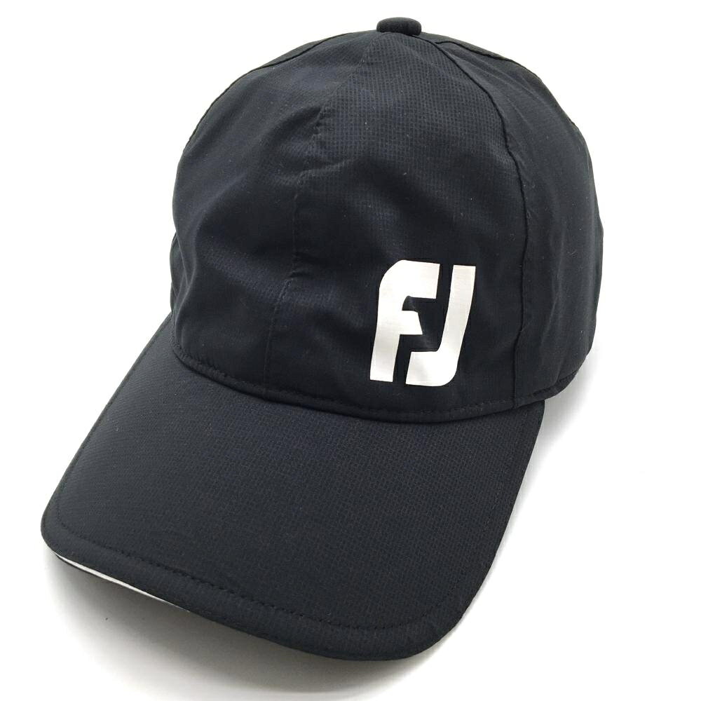 【美品】フットジョイ キャップ 黒×白 ロゴプリント HYDROLITE ゴルフウェア FootJoy