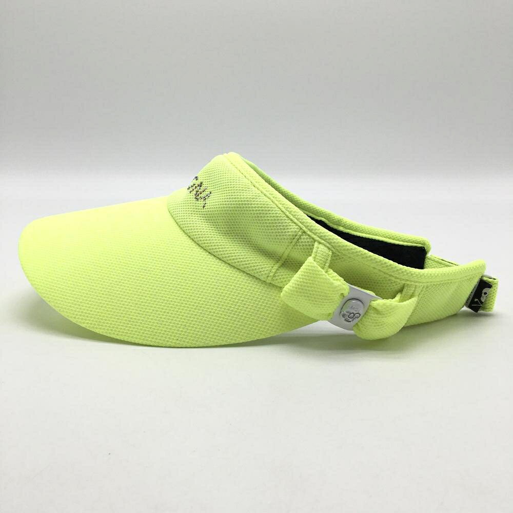 マークアンドロナ サンバイザー 蛍光イエロー リボン スカル レディース FREE ゴルフウェア MARK＆LONA