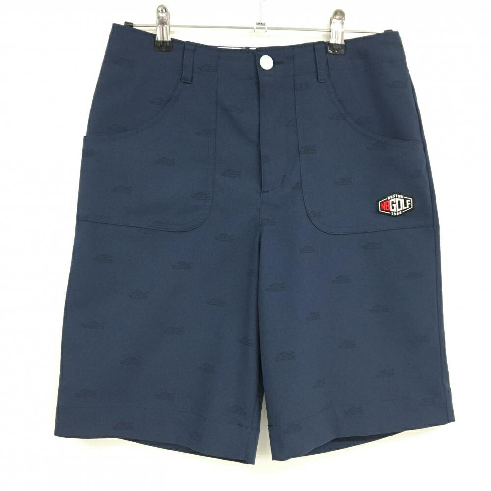 ニューバランスゴルフ　5/L ハーフパンツ　シアサッカー　ネイビー系　総柄 new balance golf - ニューバランスゴルフ 5/L ハーフパンツ シア