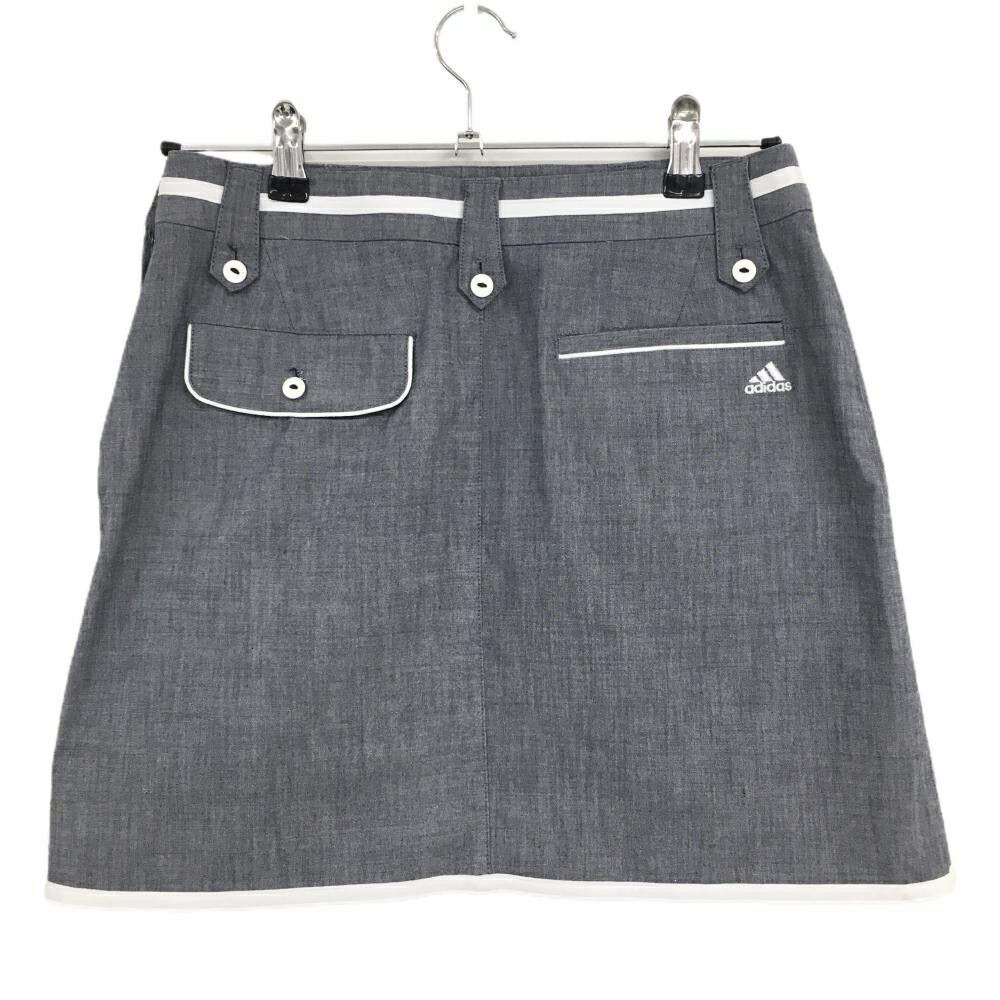 【美品】アディダス スカート 杢グレー×白 ウエスト・裾ライン レディース L/G ゴルフウェア adidas