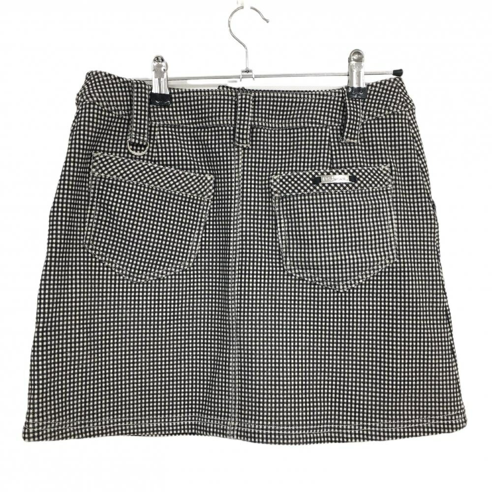 【超美品】MUスポーツ スカート 黒×白 チェック 裏起毛 レディース 40(M) ゴルフウェア M・U SPORTS
