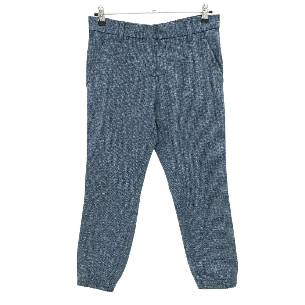 【美品】アディダス ジョガーパンツ ネイビー系 ヘリンボーン調 サイドライン ストレッチ レディース L ゴルフウェア adidas