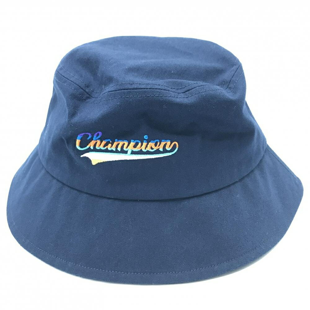 【超美品】チャンピオン バケットハット ネイビー フロントロゴ刺しゅう 56.5-58.5cm ゴルフウェア Champion