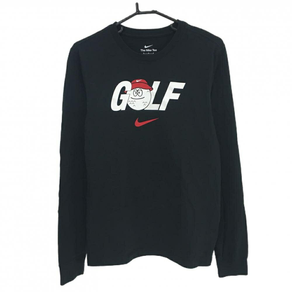 ナイキ 長袖Tシャツ 黒 ビッグプリント メンズ M ゴルフウェア NIKE
