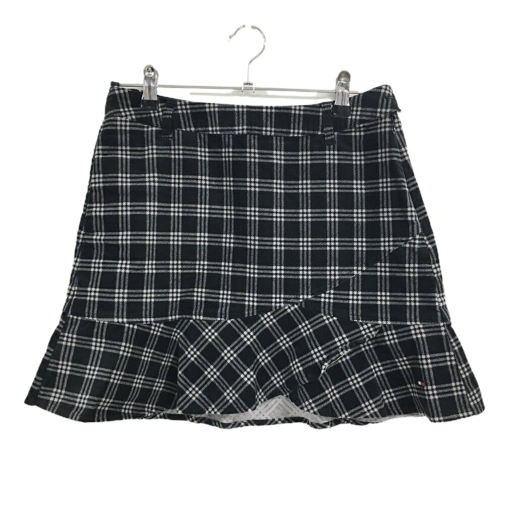 【美品】トミーヒルフィガーゴルフ スカート 黒×ライトグレー チェック ストレッチ レディース L ゴルフウェア Tommy Hilfiger Golf