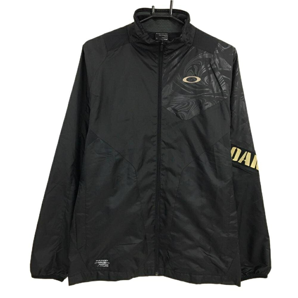 OAKLEY - [クーポン対象品]【美品】オークリー ジャケット 黒 一部総柄地模様 ロゴゴールド 裏地付 メンズ L ゴルフウェア Oakley