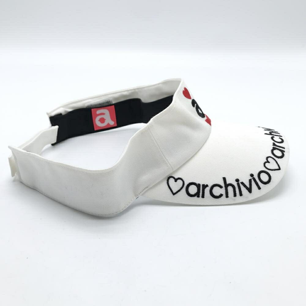 アルチビオ サンバイザー 白×黒 つばロゴ刺しゅう ハート ゴルフウェア archivio