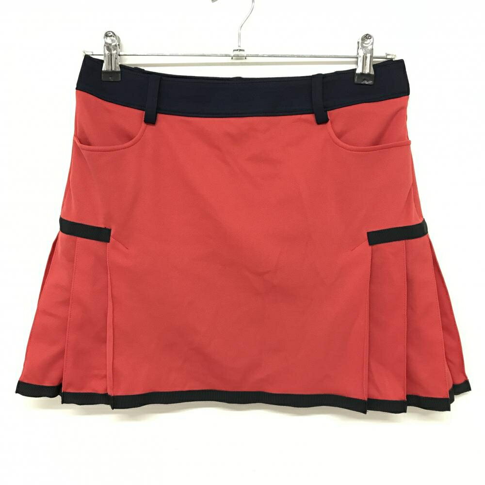 [クーポン対象品]【美品】アルチビオ スカート レッド×ネイビー サイドプリーツ 裏地付 レディース 38(M) ゴルフウェア archivio