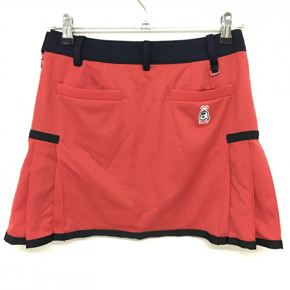 [クーポン対象品]【美品】アルチビオ スカート レッド×ネイビー サイドプリーツ 裏地付 レディース 38(M) ゴルフウェア archivio