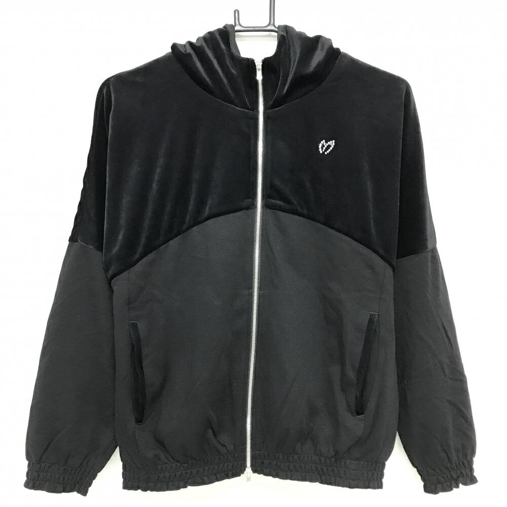 Untitled Sport - [クーポン対象品]【超美品】マスターバニー 異素材ジップパーカー 黒系 一部ベロア調 蓄熱裏地 レディース 0(S) ゴルフウェア MASTER BUNNY EDITION