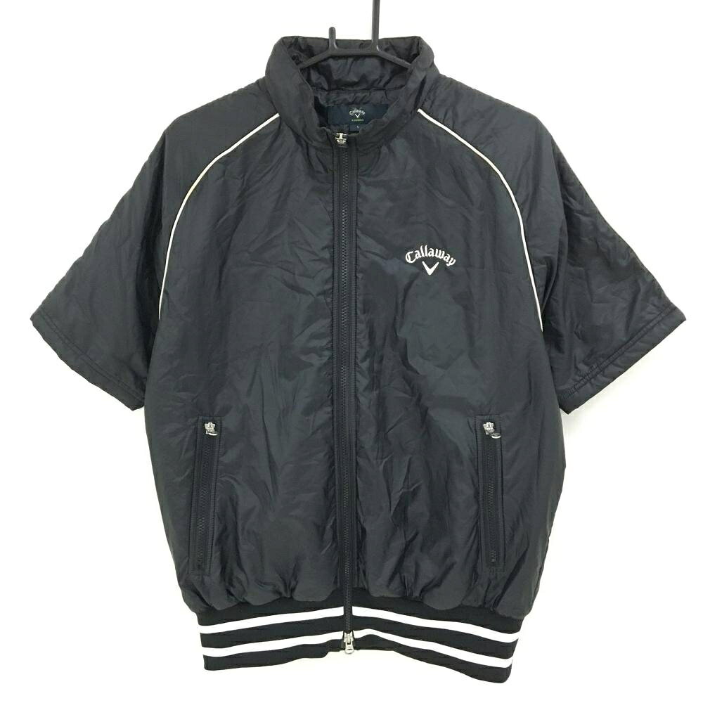 キャロウェイ 半袖中綿ジャケット 黒×白 ロゴ刺しゅう メンズ L ゴルフウェア Callaway