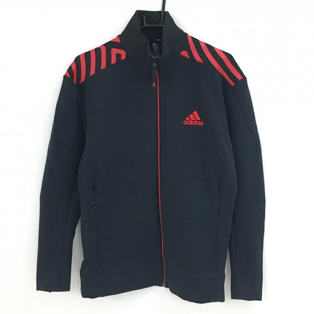 ADIDAS - [クーポン対象品]【美品】アディダス ジャケットブルゾン 黒×レッド 肩総柄 メンズ L ゴルフウェア adidas