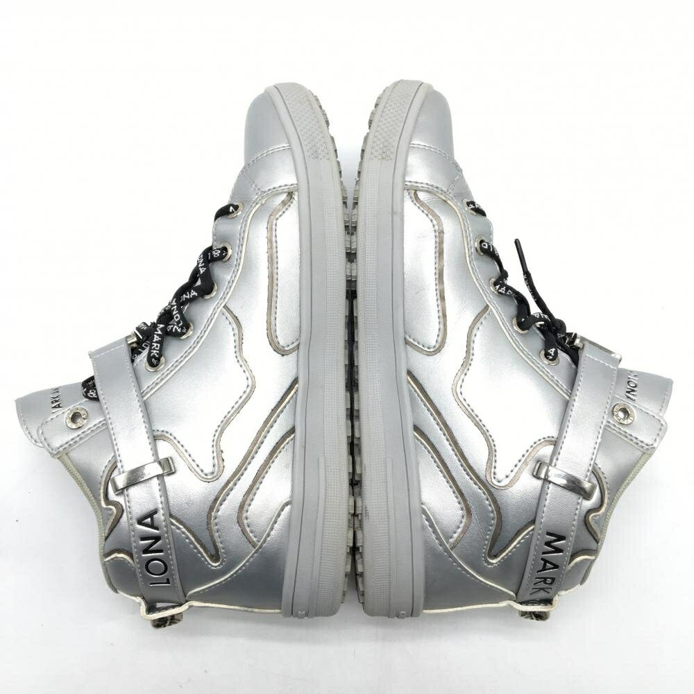 【美品】マークアンドロナ ハイカットゴルフシューズ シルバー×黒 スパイクレス メンズ 26.0 ゴルフウェア MARK＆LONA