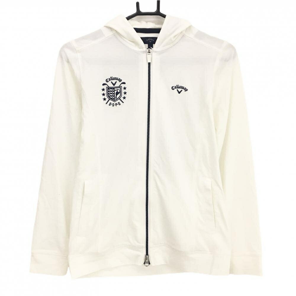 Untitled Sport - [クーポン対象品]キャロウェイ ジップパーカー 白×ネイビー ロゴ刺しゅう ダブルジップ レディース L ゴルフウェア Callaway