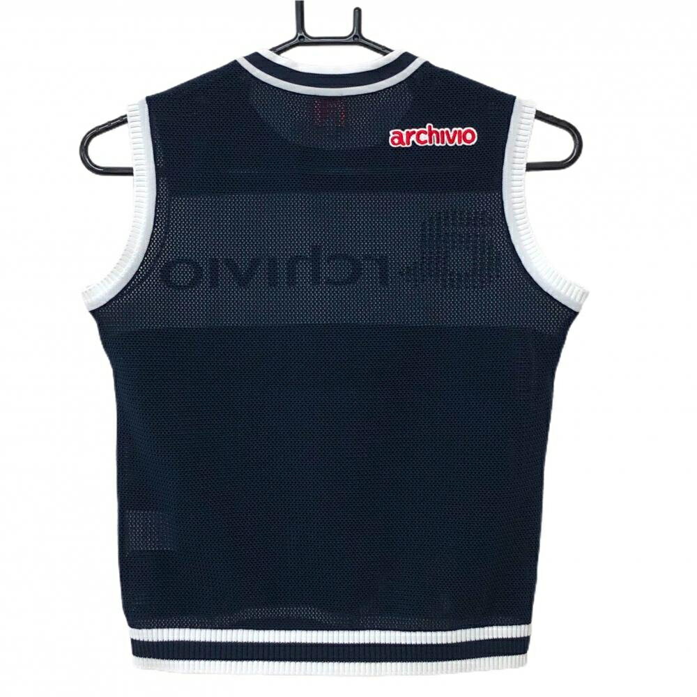 【超美品】アルチビオ ニットベスト ネイビー×白 メッシュ レディース 36(S) ゴルフウェア archivio
