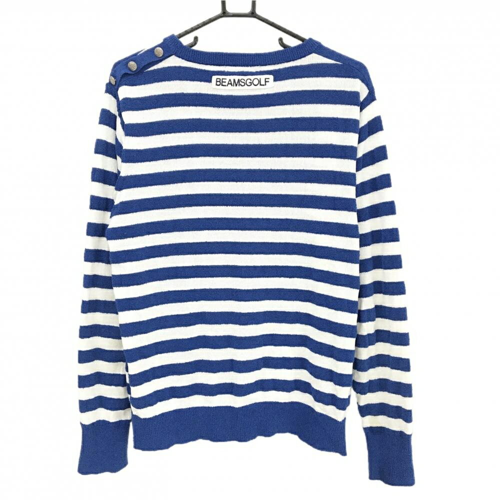 【ポイント10倍！楽天スーパーセール期間限定】ビームスゴルフ セーター ブルー×白 ボーダー ワッペン メンズ XL ゴルフウェア BEAMS GOLF