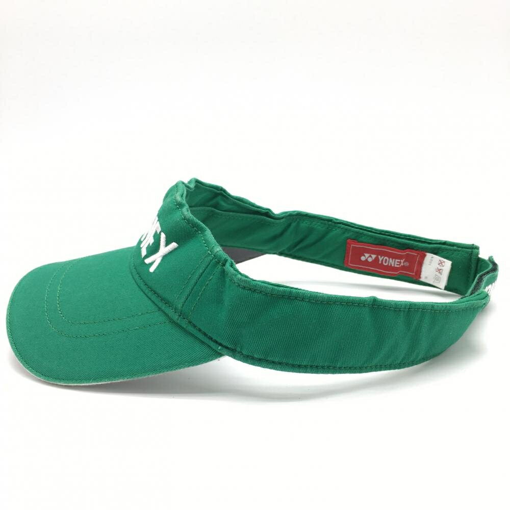 【美品】ヨネックス サンバイザー グリーン×白 ロゴ刺しゅう ゴルフウェア YONEX