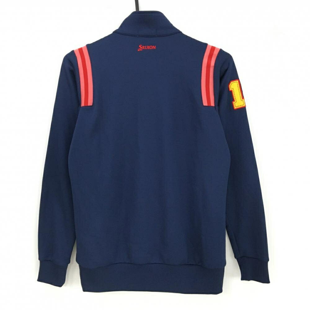 【美品】スリクソン ジャケットブルゾン ネイビー×ピンク×レッド 胸ロゴワッペン レディース M ゴルフウェア SRIXON