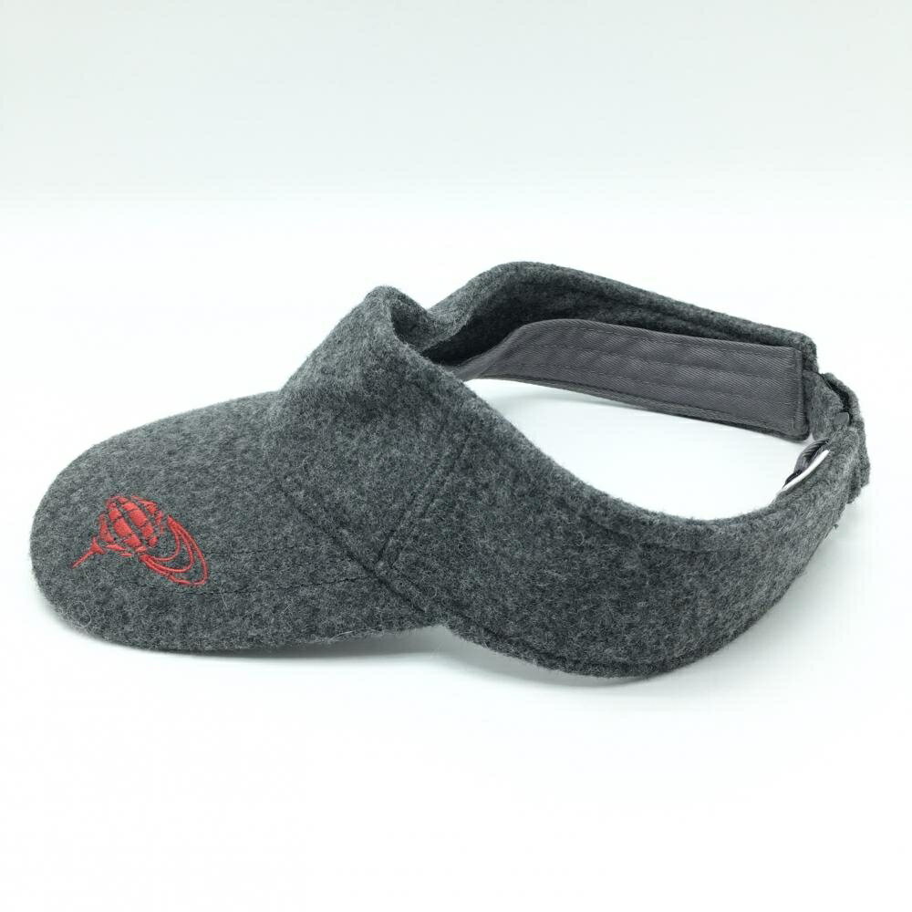 【美品】ビームスゴルフ サンバイザー グレー×レッド ウール混 ロゴ刺しゅう 56-58cm ゴルフウェア BEAMS GOLF