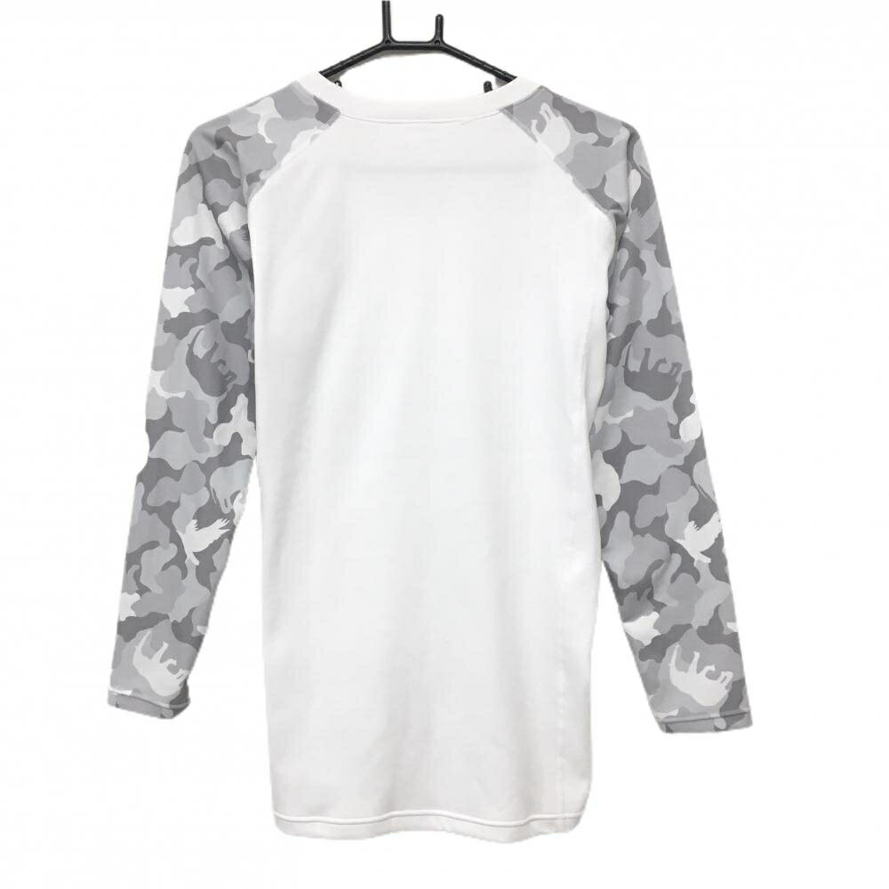 【超美品】ジーディーオーオリジナル 長袖Tシャツ 白×グレー 袖カモフラ柄 Vネック メンズ L ゴルフウェア GDO ORIGINAL