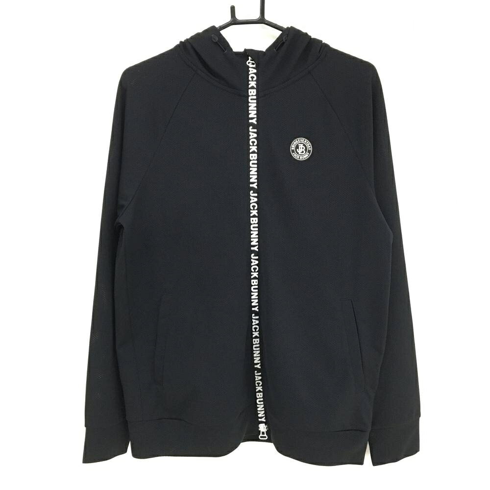 【超美品】ジャックバニー ジップパーカー 黒×白 メッシュ調 ジャケット メンズ 4(M) ゴルフウェア Jack Bunny