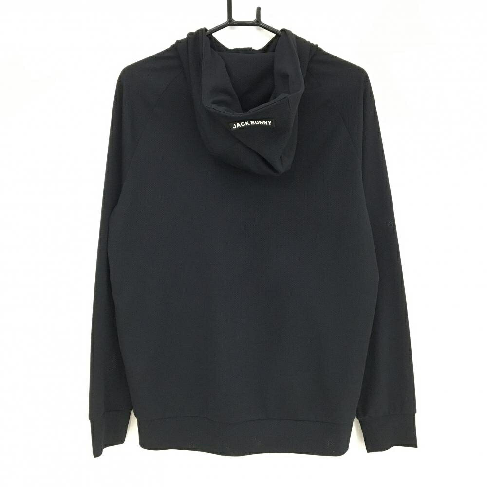 【超美品】ジャックバニー ジップパーカー 黒×白 メッシュ調 ジャケット メンズ 4(M) ゴルフウェア Jack Bunny