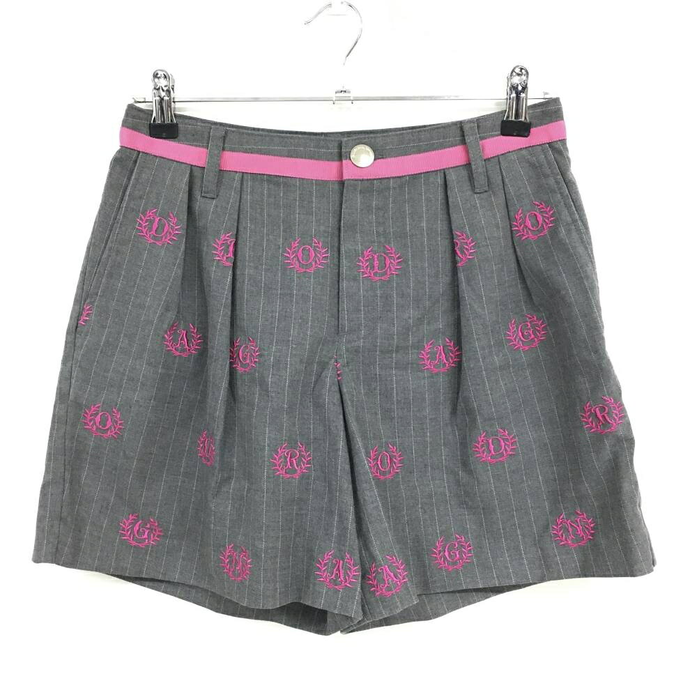 【超美品】ダンスウィズドラゴン ショートパンツ グレー×ピンク ピンストライプ レディース 3(L) ゴル..