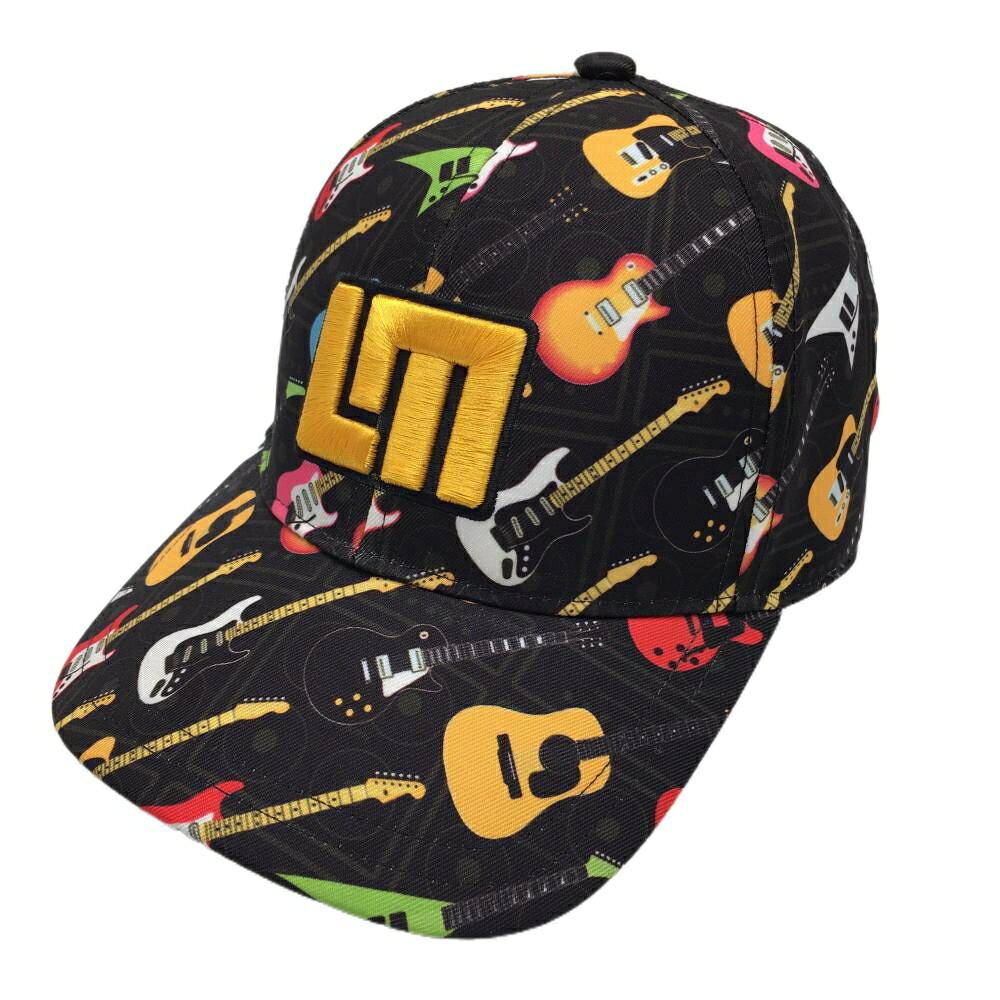 ラウドマウス キャップ 黒×イエロー ギター総柄 ゴルフウェア LOUDMOUTH