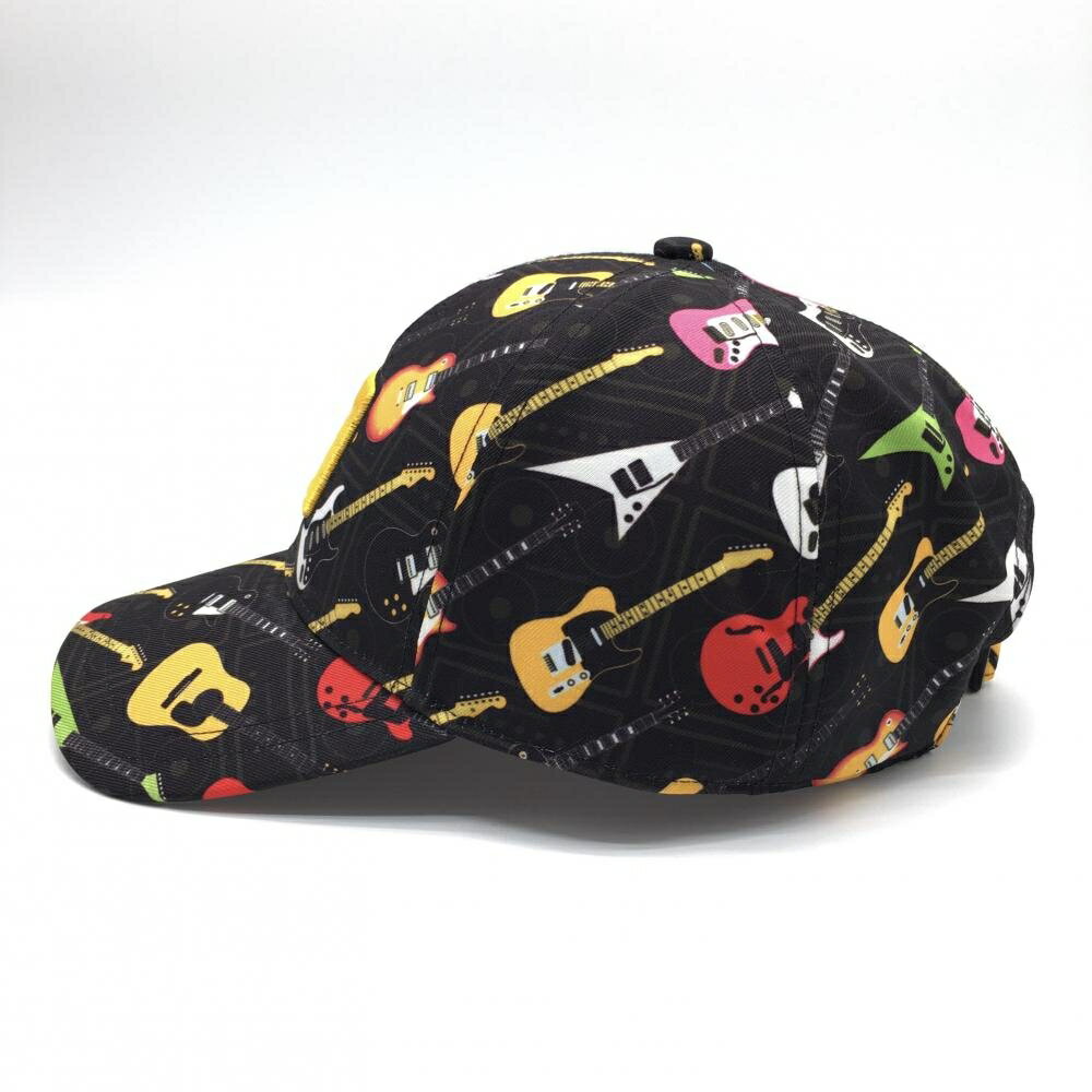 ラウドマウス キャップ 黒×イエロー ギター総柄 ゴルフウェア LOUDMOUTH