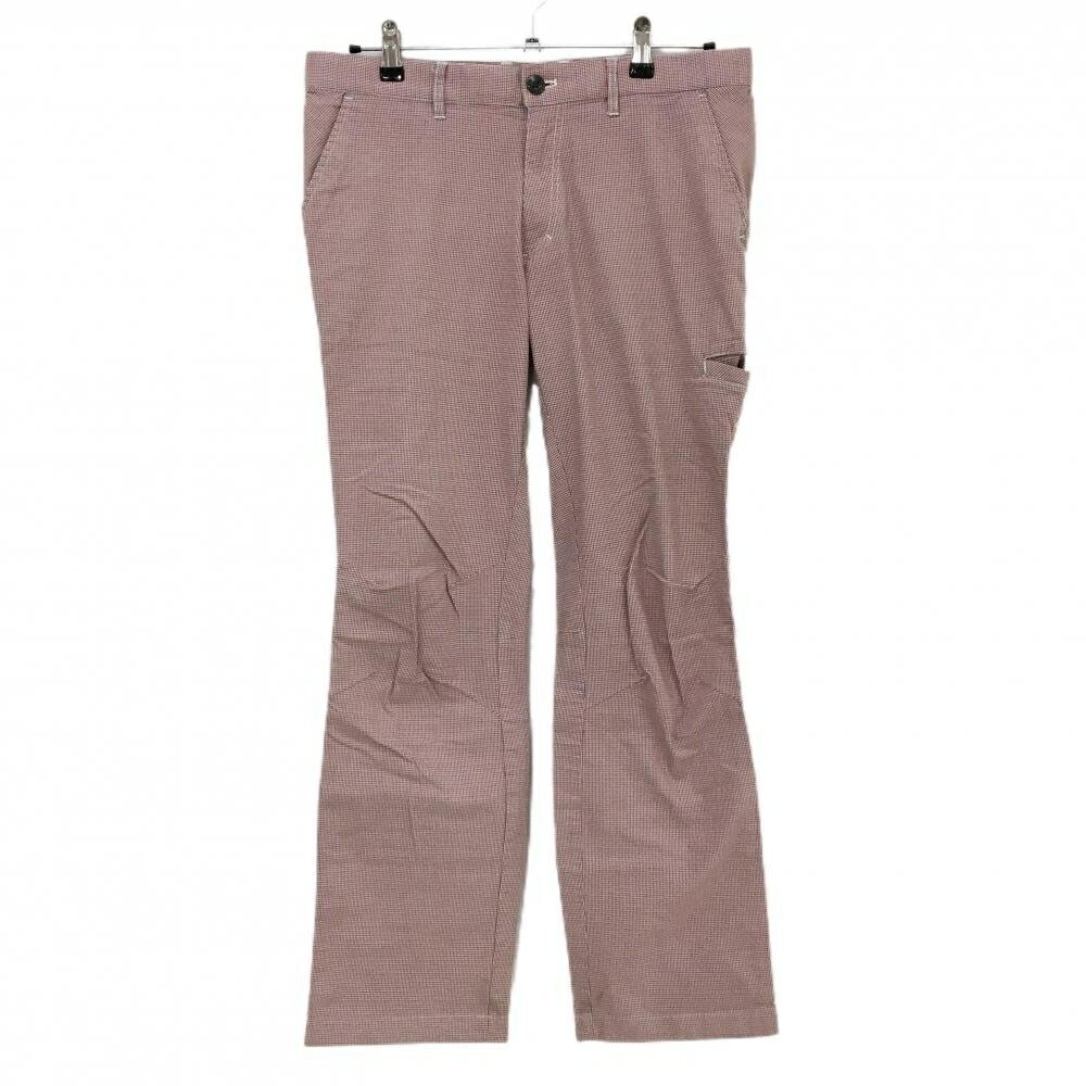 クランク パンツ レッド×グレー 千鳥格子 ストレッチ ティー装着可 メンズ L ゴルフウェア CLUNK