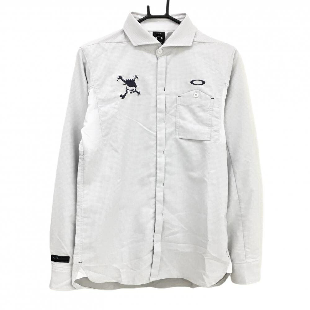 OAKLEY - 【超美品】オークリー 長袖シャツ ライトグレー ピンドット 胸ポケット メンズ M ゴルフウェア Oakley