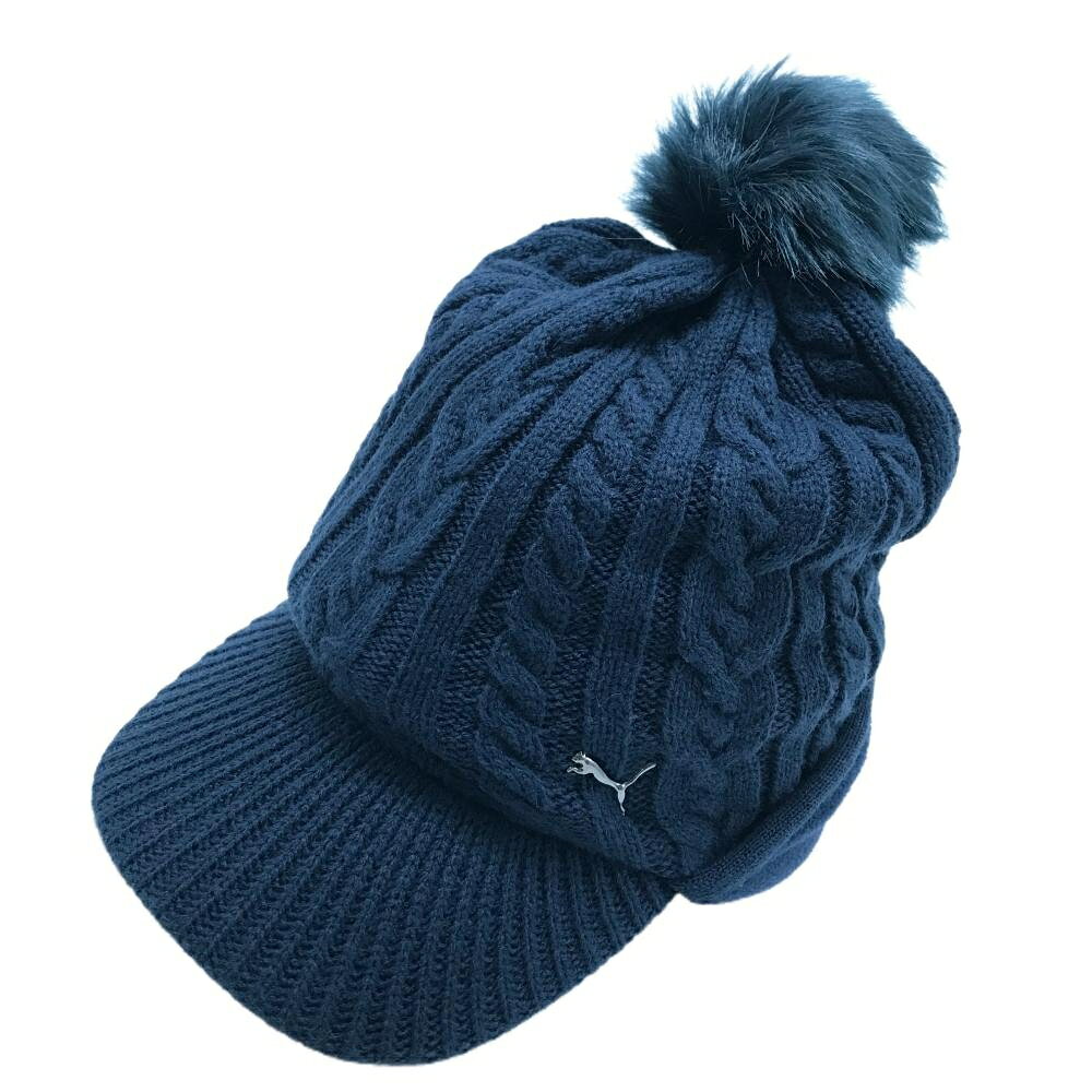 Men'S Wear - 【超美品】プーマ つば付きニット帽 ネイビー ケーブル編み ボンボン取外し可 OneSizeFitsAll(54-57cm) ゴルフウェア 2025年モデル PUMA