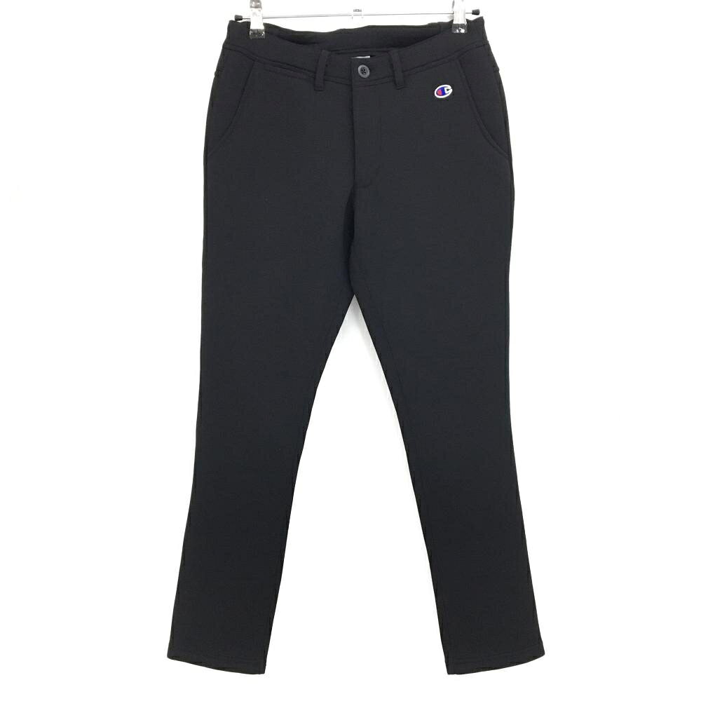 [クーポン対象品]【超美品】チャンピオン パンツ 黒 ダンボールニット ワッペン メンズ SMALL ゴルフウェア Champion
