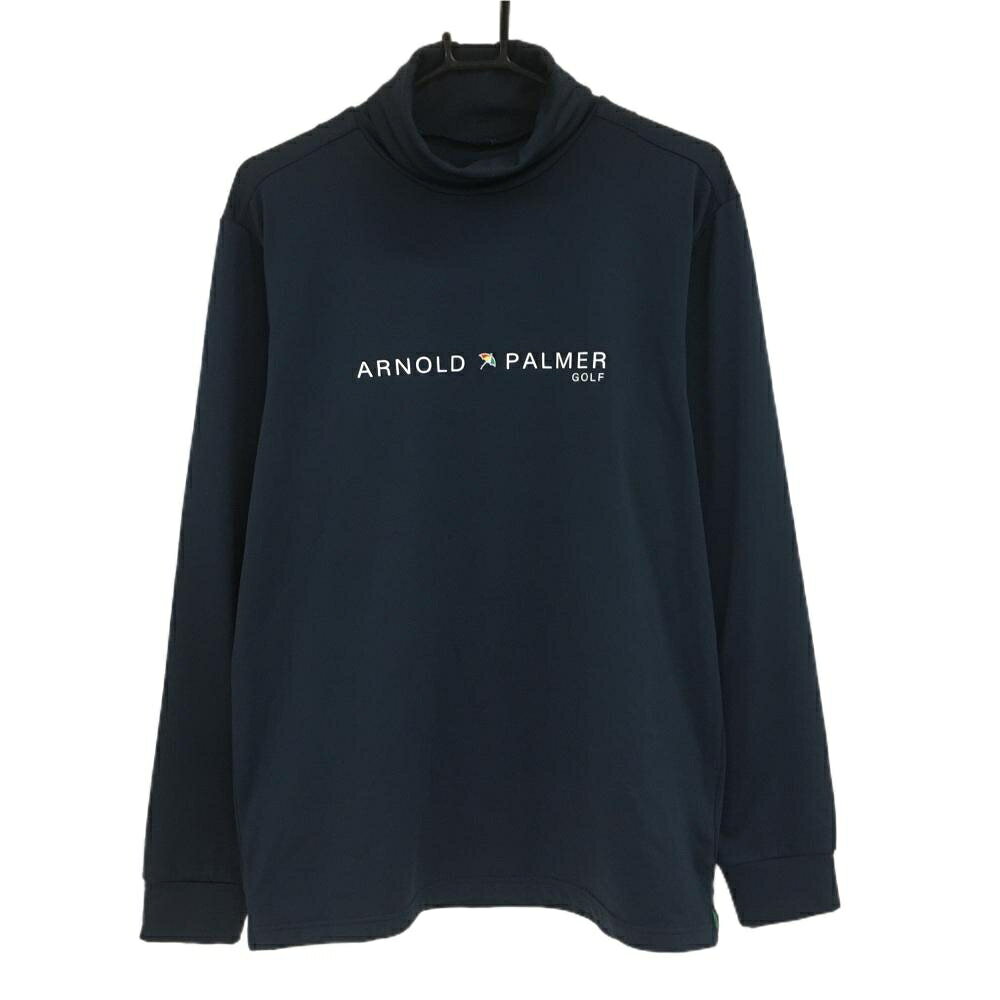 【超美品】アーノルドパーマーゴルフ 長袖タートルネックシャツ ネイビー 裏起毛 ロゴ メンズ O ゴルフウェア Arnold Palmer GOLF