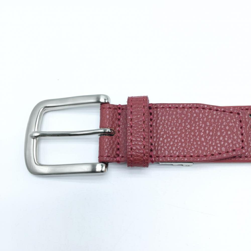 【超美品】キャスコ ベルト レッド パンチング シルバーバックル メンズ ゴルフウェア kasco