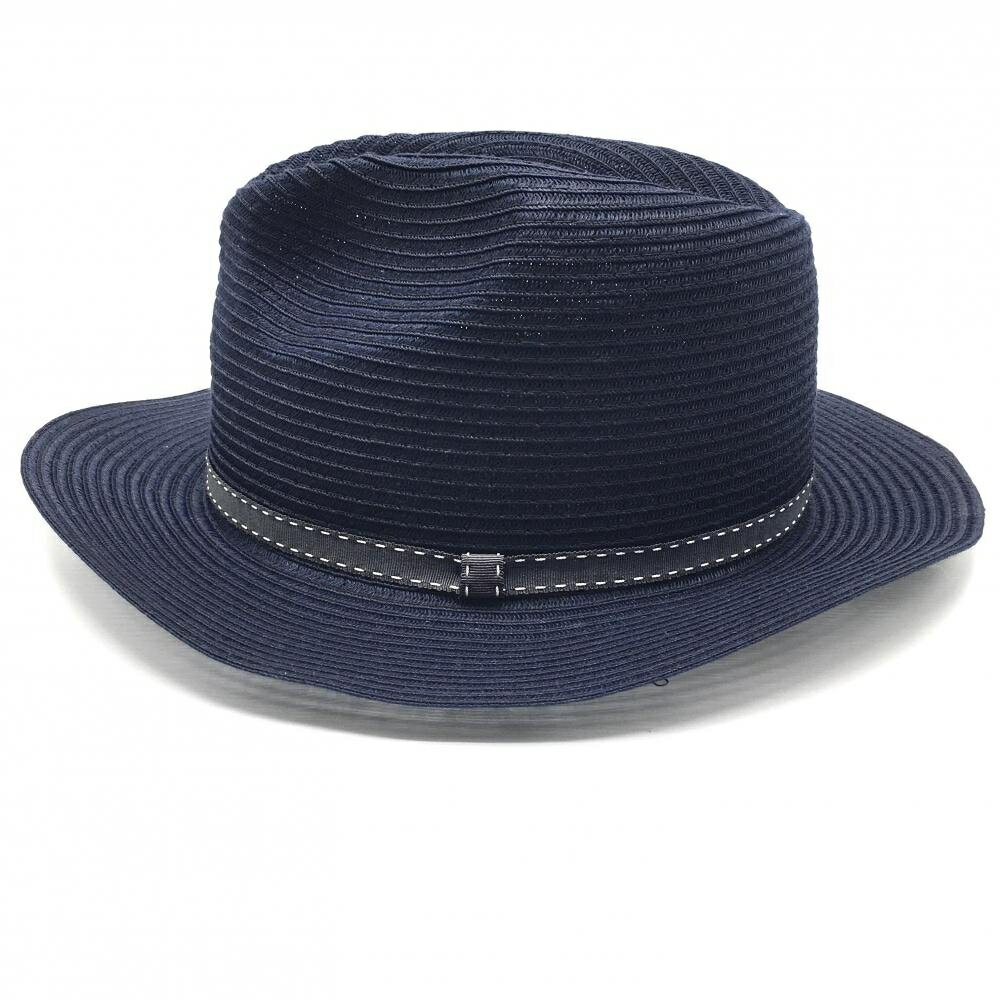 【美品】ビームスゴルフ 中折れハット ネイビー リボンステッチ 62cm ゴルフウェア BEAMS GOLF