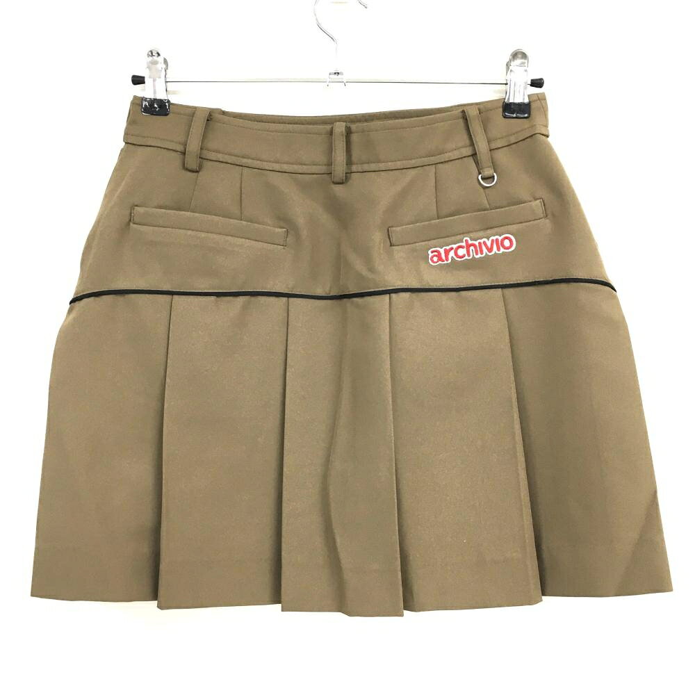 【超美品】アルチビオ スカート ブラウン×黒 パイピングライン 後裾プリーツ 裏地付 レディース 40(L) ゴルフウェア archivio