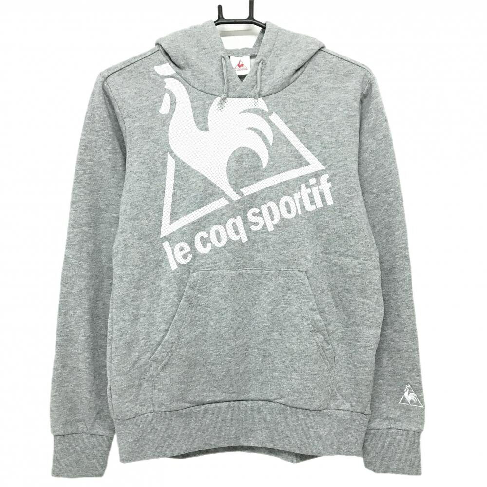 Le Coq - 【超美品】ルコック パーカー グレー×白 裏起毛 トレーナー ビッグロゴ メンズ S ゴルフウェア le coq sportif