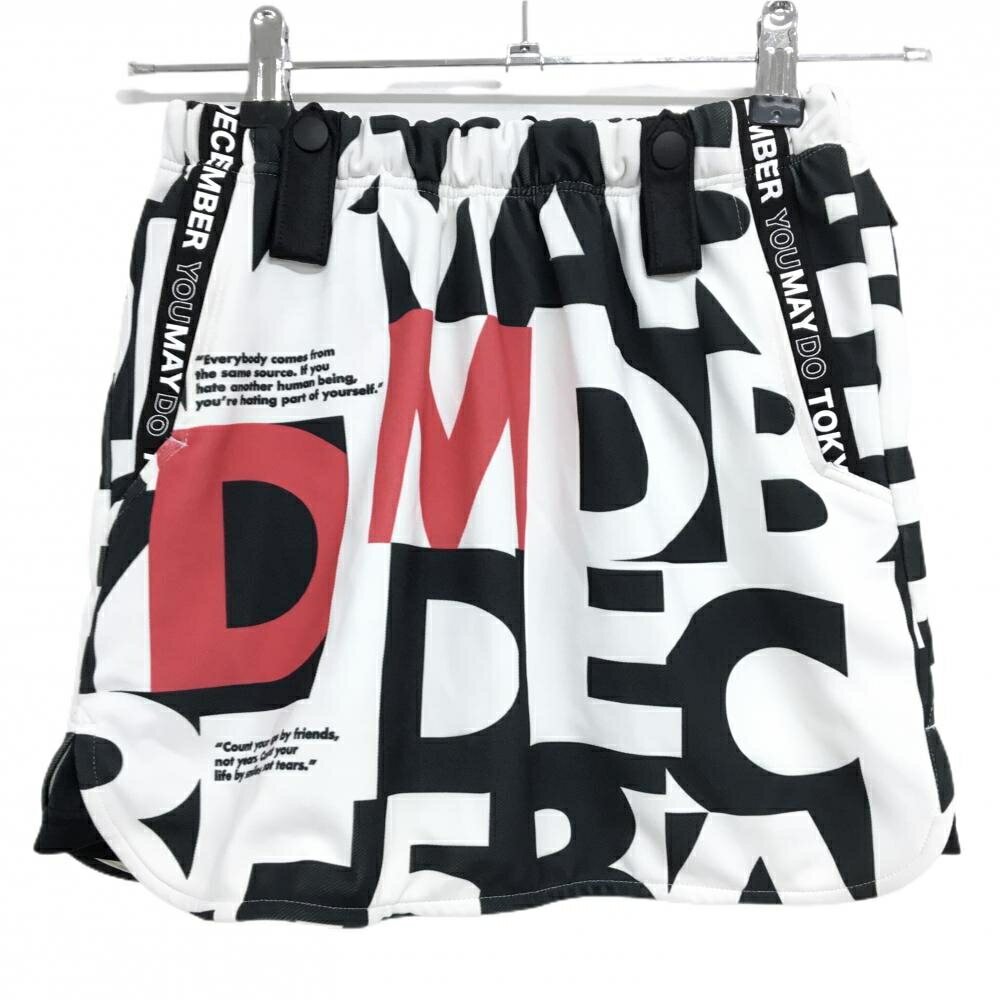 Skirts - ディセンバーメイ ストレッチスカート 白×黒×レッド 英字総柄 レディース S ゴルフウェア DECEMBERMAY