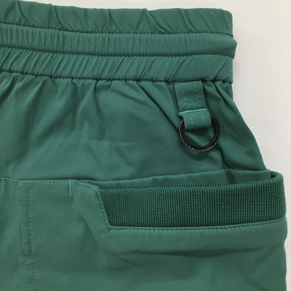 【美品】ジャックバニー ショートパンツ グリーン系×白 ロゴプリント ウエストゴム ストレッチ レディース 1(M) ゴルフウェア Jack Bunny