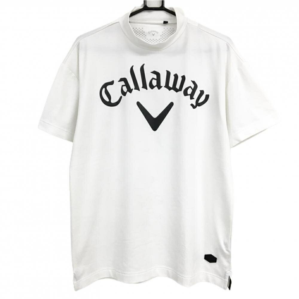 高尔夫 - キャロウェイ 半袖ハイネックシャツ 白×黒 ビックロゴプリント メンズ L ゴルフウェア Callaway