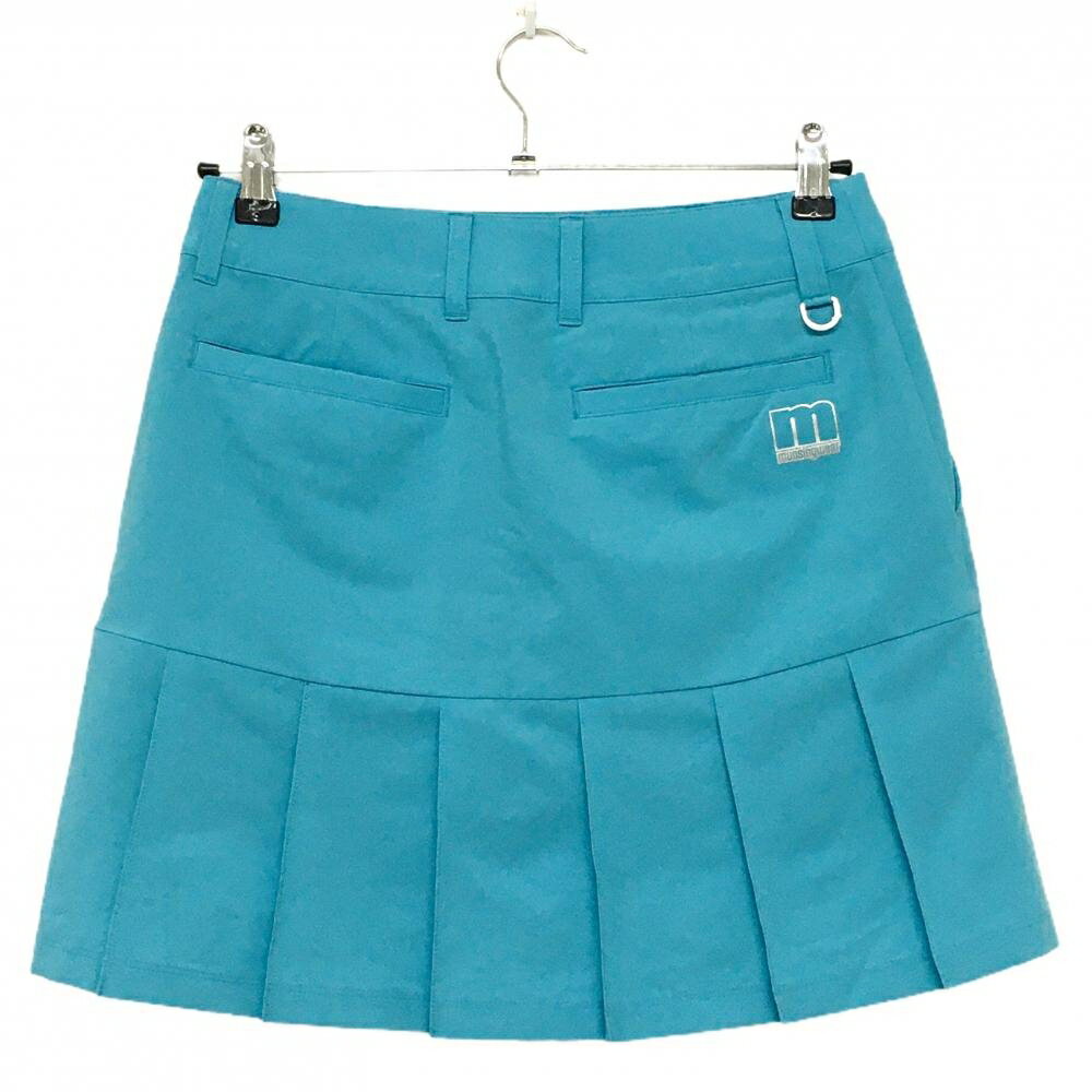 【ポイント10倍！楽天スーパーセール期間限定】【美品】マンシングウェア スカート ライトブルー 裾プリーツ ストレッチ 内側インナーパンツ レディース 9 ゴルフウェア Munsingwear